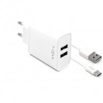 FIXED 15W omrežni adapter Smart Rapid Charge s 2x USB-A 20W z USB-A / USB -C kablom za iPhone / iPad - bela