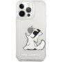 Karl Lagerfeld Choupette Eat ovitek za iPhone 13 Pro Max - jasno