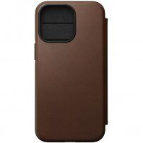 Nomad MagSafe Rugged Folio usnjen flip ovitek za iPhone 13 Pro - rjava