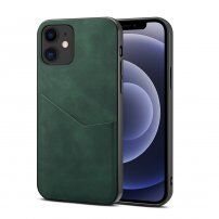 Zaščitni ovitek s PU usnjenim žepom za iPhone 12 / 12 Pro - zelena