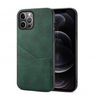 Zaščitni ovitek s PU usnjenim žepom za iPhone 12 Pro Max - zelena