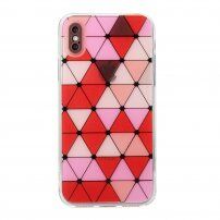 Mehak etiu z vzorcem vitraža za iPhone X / XS - rdeče