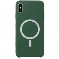 Silikonový etui z MagSafe za iPhone XS Max - temno zelena