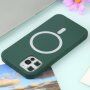 Silikonski ovitek s podporo Magsafe za polnjenje za iPhone 13 Pro Max - temno zelena