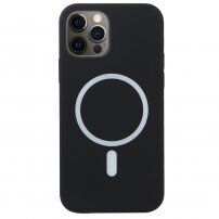 Silikonový etui z MagSafe za iPhone 12 Pro Max - črna