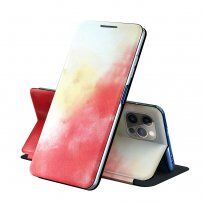 Flip zaščitni ovitek z vzorcem vodnih barv za iPhone 13 - rdeče