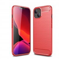Odporen etui z brušeno teksturo za iPhone 13 mini - rdeče