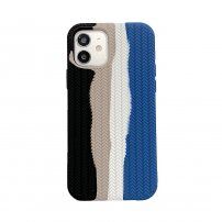 Silikonski ovitek s pletenim vzorcem za iPhone 13 Pro Max - modro-črna