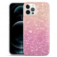 Odporen etui s teksturo školjke za iPhone 12 / 12 Pro - oranžno-roza