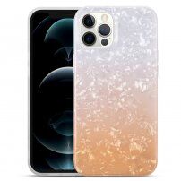 Odporen etui s teksturo školjke za iPhone 13 Pro Max - oranžno-bel