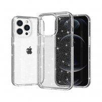 Prozoren ovitek z bleščicami za iPhone 13 Pro - srebro