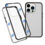 Etui za celoten telefon iz kaljenega stekla s kovinskim okvirjem za iPhone 13 Pro Max - srebro