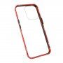 Etui za celoten telefon iz kaljenega stekla s kovinskim okvirjem za iPhone 13 Pro Max - rdeče