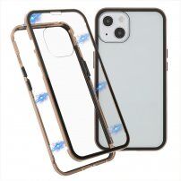 Etui s kovinskim okvirjem s kaljenim steklom za iPhone 13 - zlati