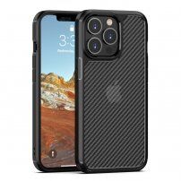 Polprozoren ovitek z vzorcem iz karbonskih vlaken za iPhone 13 Pro Max - črna
