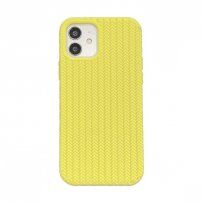 Silikonski ovitek s pletenim vzorcem za iPhone 13 Pro Max - rumena