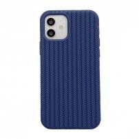 Silikonski ovitek s pletenim vzorcem za iPhone 13 Pro - temno modra