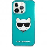 Karl Lagerfeld Choupette Head ovitek za iPhone 13 Pro Max - turkizna