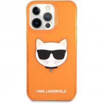 Karl Lagerfeld Choupette Head ovitek za iPhone 13 Pro Max - oranžna