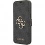Guess 4G Metal Logo flip ovitek za iPhone 13 - siva
