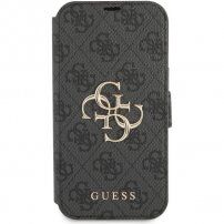 Guess 4G Metal Logo flip ovitek za iPhone 13 - siva