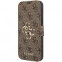 Guess 4G Metal Logo flip ovitek za iPhone 13 - rjava