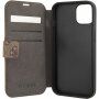Guess 4G Metal Logo flip ovitek za iPhone 13 - rjava