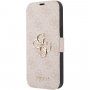 Guess 4G Metal Logo flip ovitek za iPhone 13 - roza