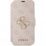 Guess 4G Metal Logo flip ovitek za iPhone 13 - roza