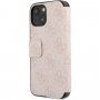 Guess 4G Metal Logo flip ovitek za iPhone 13 - roza