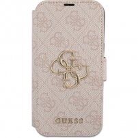 Guess 4G Metal Logo flip ovitek za iPhone 13 Pro - roza