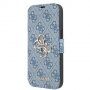 Guess 4G Metal Logo flip ovitek za iPhone 13 - modro