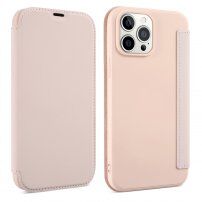 Ovitek z etuijem za kartice iz silikona in PU usnja za iPhone 13 Pro - roza
