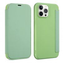 Ovitek z etuijem za kartice iz silikona in PU usnja za iPhone 13 - zelena