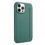 Ovitek z etuijem za kartice iz silikona in PU usnja za iPhone 13 - temno zelena
