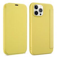 Ovitek z etuijem za kartice iz silikona in PU usnja za iPhone 13 - rumena