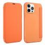 Ovitek z etuijem za kartice iz silikona in PU usnja za iPhone 13 mini - oranžna