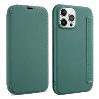 Ovitek z etuijem za kartice iz silikona in PU usnja za iPhone 13 mini - temno zelena
