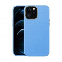 Odporen etui s teksturo usnja za iPhone 12 Pro Max - svetlo modra