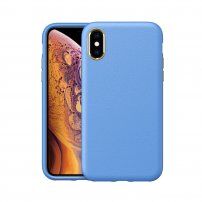 Odporen etui s teksturo usnja za iPhone XS Max - svetlo modra
