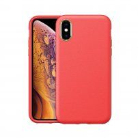 Odporen etui s teksturo usnja za iPhone XS Max - rdeče