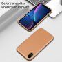Odporen etui s teksturo usnja za iPhone XR - svetlo rjava