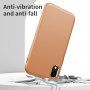 Odporen etui s teksturo usnja za iPhone XR - svetlo rjava