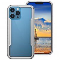 Odporen kovinski Armor etui za iPhone 13 Pro Max - srebro
