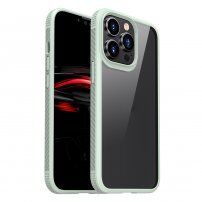 Odporen prozoren etui s teksturo karbona za iPhone 13 Pro Max - zelena