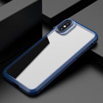 Odporen prozoren etui s teksturo karbona za iPhone XS Max - modro