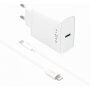 FIXED omrežni USB-C polnilec 20W z USB-C / lightning kablom za iPhone / iPad - bela