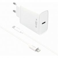 FIXED omrežni USB-C polnilec 20W z USB-C / lightning kablom za iPhone / iPad - bela
