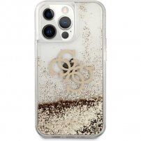 Guess Big 4G Liquid Glitter Gold ovitek za iPhone 13 Pro - zlati