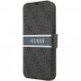 Guess 4G Printed Stripe flip etui za iPhone 13 - siva
